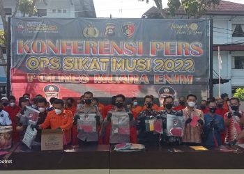 Polres Muara Enim Gelar Konferensi Pers Hasil Operasi Sikat Musi-I 2022