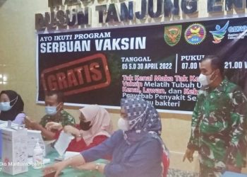 Masyarakat Dusun Tanjung Antusias Ikuti Program Serbuan Vaksin Koramil 404-05 Tanjung Enim