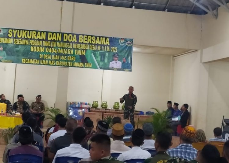 TMMD KE-113 TA.2022 di Desa Ujanmas Baru telah selesai Menggelar Syukuran dan Doa bersama