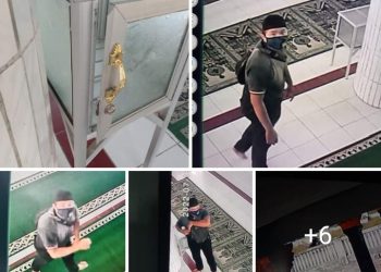 Pencuri Kotak Amal Masjid Al- Akbar Kelurahan Tungkal Terekam CCTV