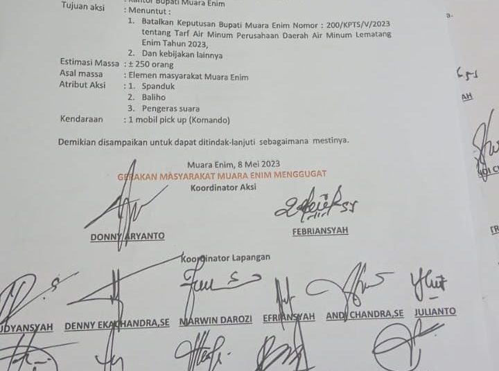Ratusan Masa Akan Duduki Kantor Bupati Muara Enim, Simak Infonya..!!