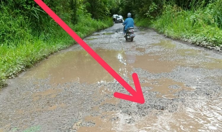 Jalan Perbatasan DesaTapus & Alai Selatan Kecamatan Lembak Muara Enim Hancur