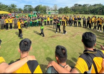 Sambut HUT Bhayangkara ke – 77, Polres Muara Enim Bersama TNI- Polri Olahraga Bersama