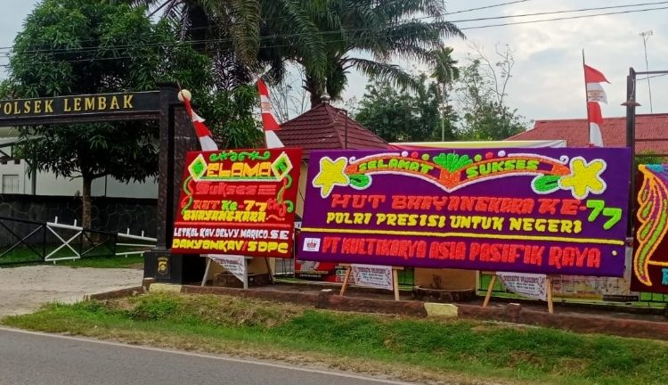 “HUT Bhayangkara ke-77” Polsek Lembak Banjir Karangan Bunga Ucapan Selamat & Diapresiasi Masyarakat