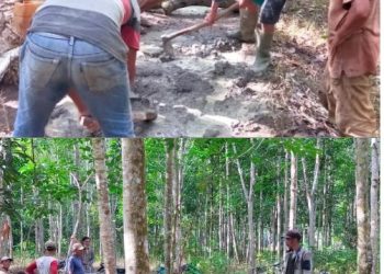 Masyarakat Dan BPD Desa Ulak Bandung Berkolaborasi Perbaiki Jalan Setapak Arah ke Servo