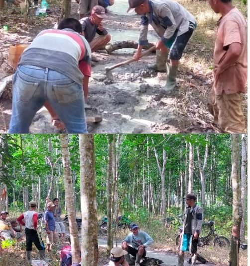 Masyarakat Dan BPD Desa Ulak Bandung Berkolaborasi Perbaiki Jalan Setapak Arah ke Servo
