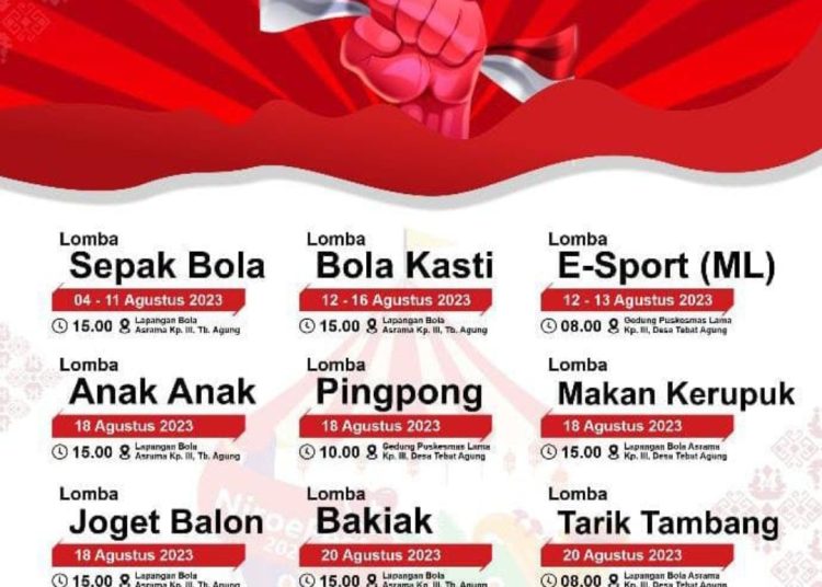 Desa Tebat Agung Rambang Niru Meriahkan HUT RI ke – 78, Berikut Kegiatan Lombanya