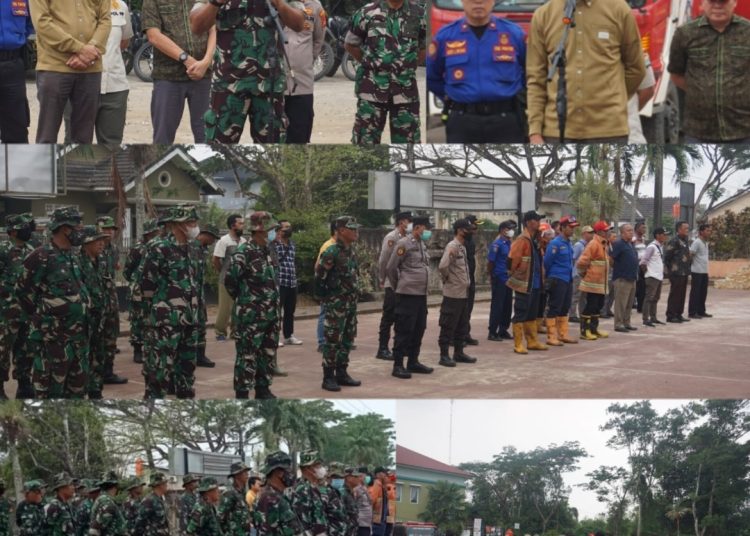 Komandan Kodim 0418/Palembang mendampingi,PJ Wali Kota Palembang,dalam rangka kunjungan kerja meninjau Posko Terpadu Karhutla,di Sematang Borang