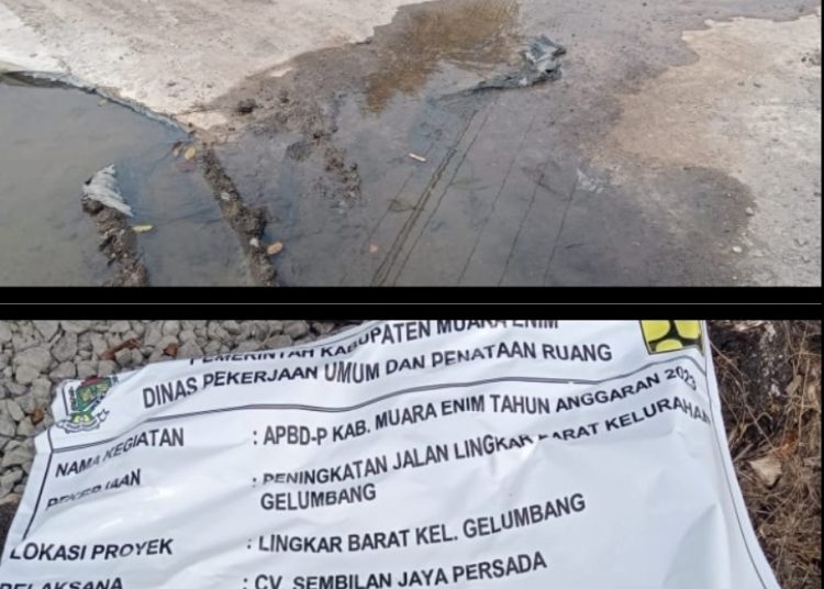 Hasil Proyek 6 Milyar Jalan Cor Lingkar Barat di Gelumbang Timbulkan Luapan Air Hingga Kejalan Raya