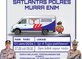 Mulai Besok Pelayanan SIM Keliling Polres Muara Enim 2024 Digelar