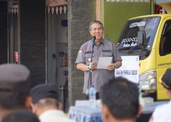 Pj. Bupati Muara Enim Lepas Pendistribusian Logistik Pemilu 2024