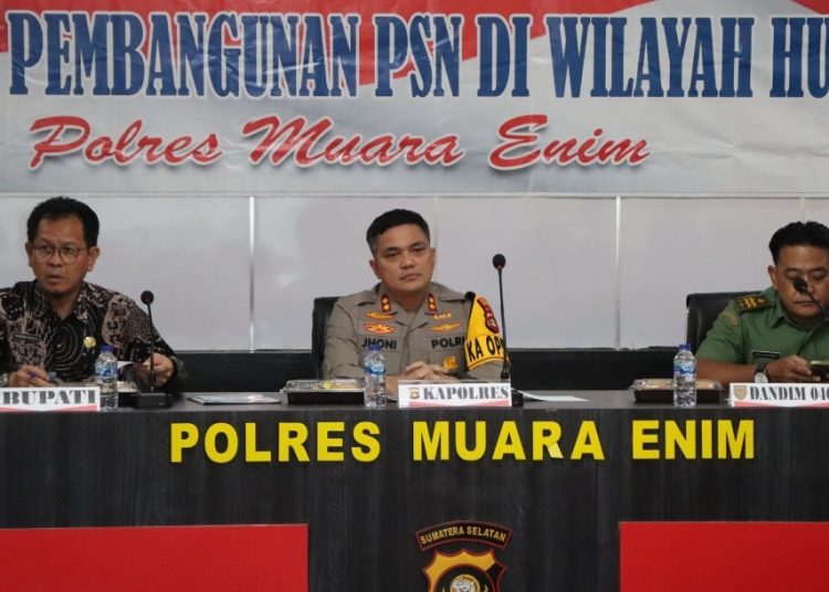 Rapat Koordinasi Progress Pembangunan Proyek Strategis Nasional di Wilayah Hukum Polres Muara Enim