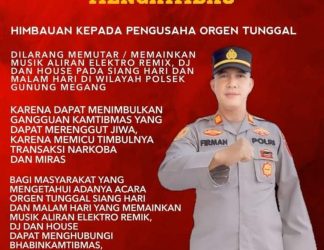 Polsek Gunung Megang Segera Tindak Tegas Musik Remix,Dj, dan House Yang Beroperasi